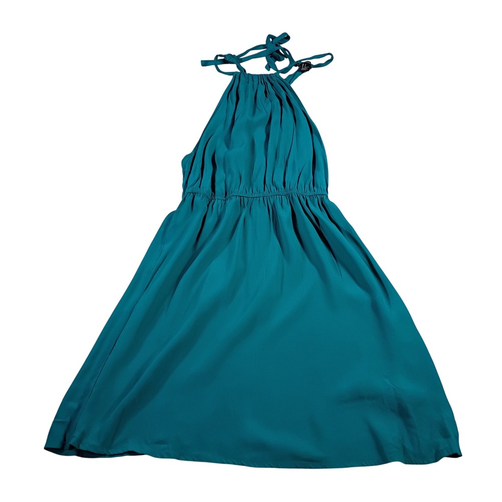 Forever 21 Halter Mini Dress Womens S Teal Green NEW Open Back Rayon 00069522